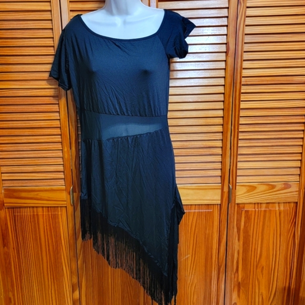 Black Latin Rhythm Dance Dress Costume S/M